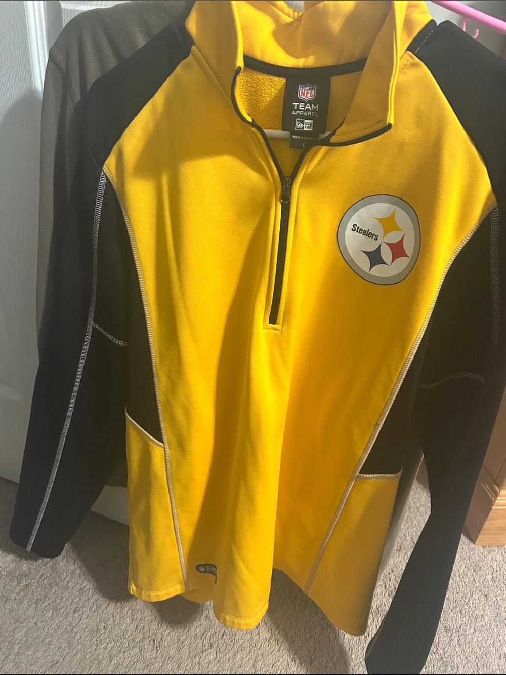 NFL Team Apparel Pittsburgh Steelers Yellow & Black Quarter-Zip Pullover